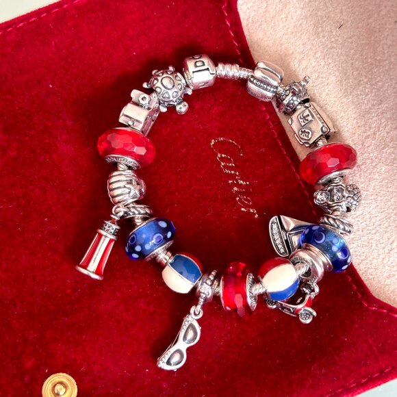 Authentic Pandora Charm Bracelet | Murano Glass & Sterling Charms - Picture 12 of 12